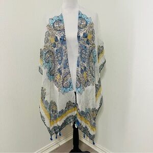 Woven Heart Women’s One Size Sheer Kimono Bohemian Mandala Print Open